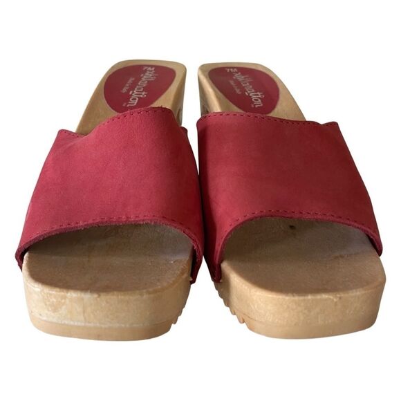 VINTAGE 90s Xhilaration Suede Slide Platform Heels Red Size 7 - Picture 3 of 9